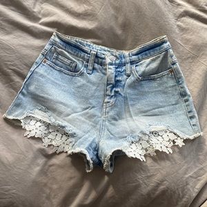 Wild Fable cutoff distressed patch lace denim short shorts light wash high waist